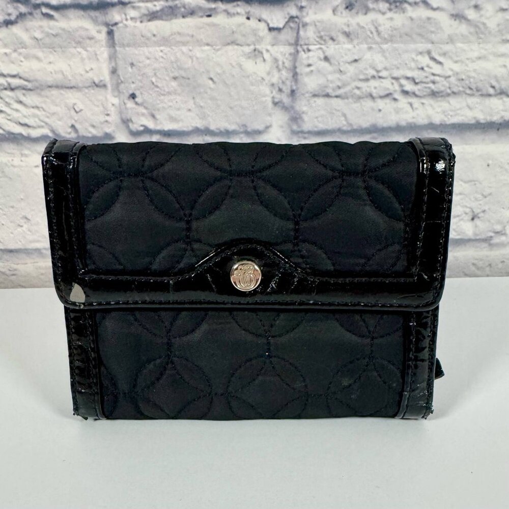 Vera Bradley Black Quilted Nylon Wallet with Patent Trim